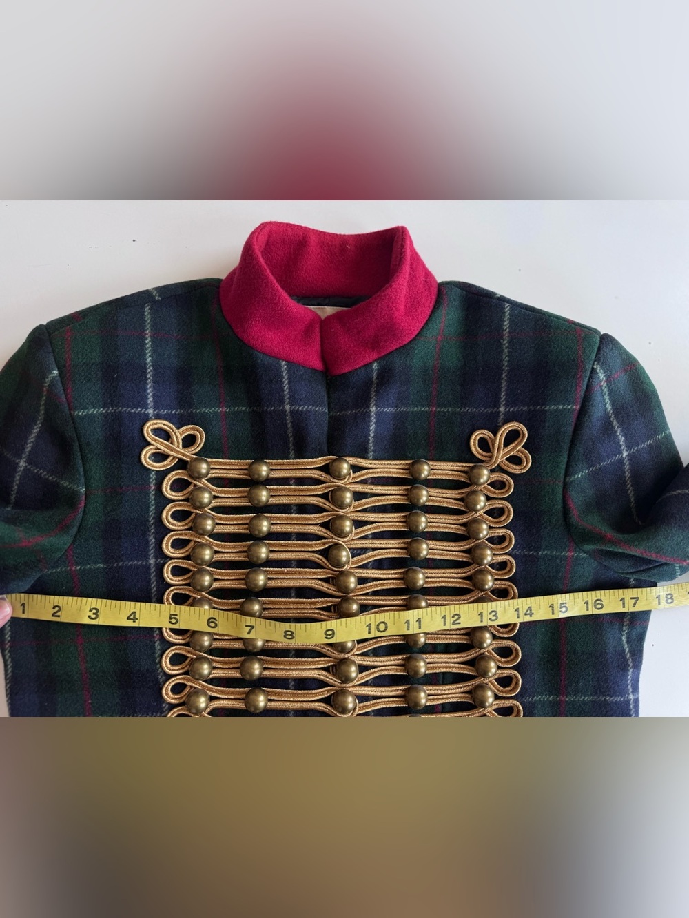 Denim & Supply Ralph Lauren Tartan Plaid Wool Military Jacket Napoleon Gold S - Picture 9 of 14